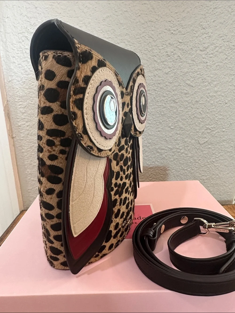 Kate Spade Blinx Leopard 3D Owl Crossbody K4432